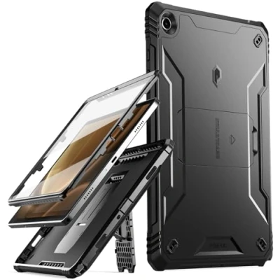 Image of Poetic Revolution Case Compatible with Galaxy Tab A9 Plus + 11 inch (2023), Built in Screen Protector S Pen Holder, Full Body Kickstand Rugged Heavy Duty Case, Black