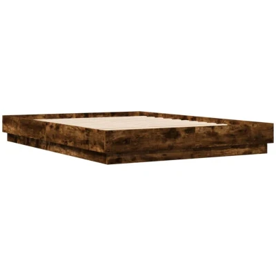 Image of vidaXL Bed Frame with LED without Mattress Smoked Oak 140x200 cm