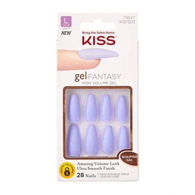 Image of KISS Gel Fantasy Collection, Night After, Long Length Purple Sculpted Nails, Includes 28 False Nail Glue, File, and Manicure Stick