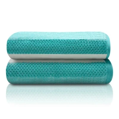 Image of GC GAVENO CAVAILIA Stripe Bath Sheets 2Pk (90x140 Cm) Extra Large Fast Drying &amp; Water Absorbent Sheet Hotel Quality Cotton Towels Sets For Bathroom, Aqua