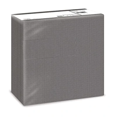 Image of Fato Dry Paper Napkins, Airlaid, Fabric Effect, Pack of 50, Size 40 x cm Folded in 4, Titanium Black Design