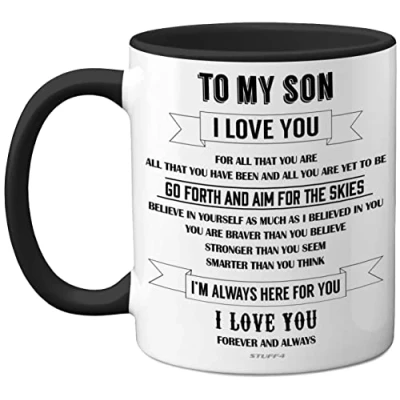 Image of Son Mugs to My Inspirational I Love You Mug, Gifts from Mum, Birthday Gifts, Gift Dad, for Sons, Idea Christmas 11oz Black Ceramic Dishwasher Safe Mug