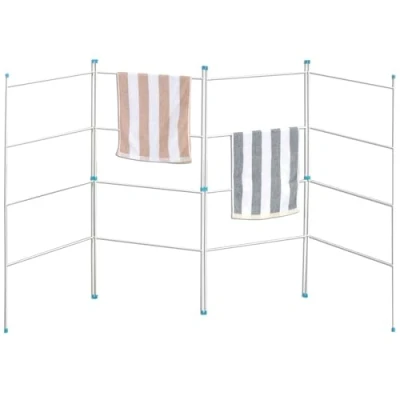 Image of Prima Laundry 4 Fold Dryer Airer Rack Washing Home Garment Clothes Stand, Metal, White, 8 Metres