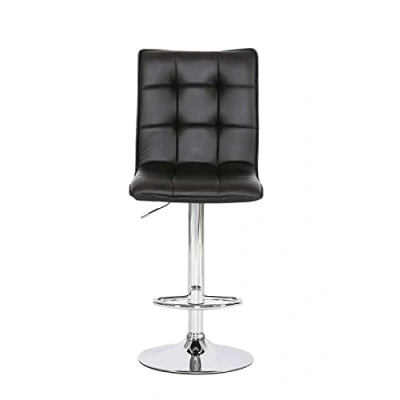 Image of EVRE Cuban Bar Stool Adjustable Swivel Gas Lift for Pubs Counters Kitchens Breakfast Bars Double Stitched Square Decoration With 360 Degree (Black)