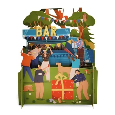 Image of Birthday Party at Pop Up Bar 3D Greeting Card by Alljoy Cards MN051