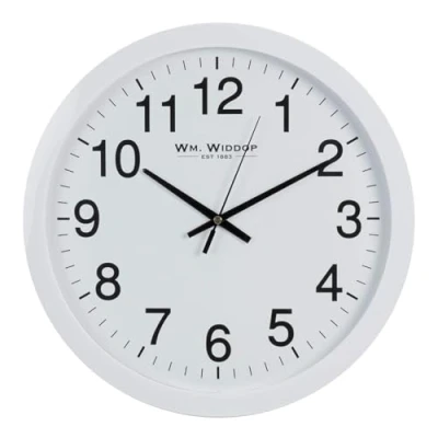 Image of Large Stylish White Bold Classic Quartz Wall Clock Non Ticking Silent Sweeping Seconds 40cm