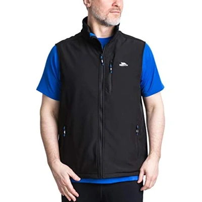 Image of Trespass Men&#039;s Vassus Windproof Softshell Gilet, Black, M UK