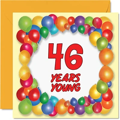 Image of Fun 46th Birthday Cards for Men Woman Years Young Happy Card Dad Grandma Brother Sister Auntie Nanny Mum Uncle Grandad, 145mm x Greeting Cards,