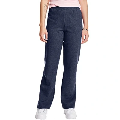 Image of Hanes Women’s Sweatpants, ComfortSoft EcoSmart Open Leg Fleece Navy Heather, S