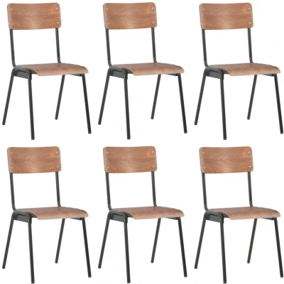 Image of vidaXL Dining Chairs 6 pcs Brown Plywood