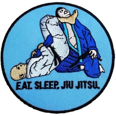 Image of Grappling Patch (3.5 Inch) Eat Sleep Brazilian Jiu Jitsu Embroidered Iron on or Sew Badge BJJ Kimono Gi Martial Arts Emblem DIY Gift Patches