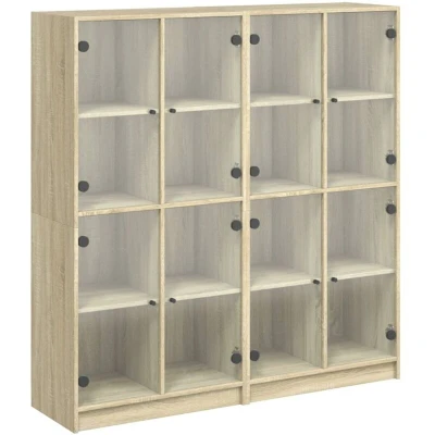 Image of vidaXL Bookcase with Doors Sonoma Oak 136x37x142 cm Engineered Wood