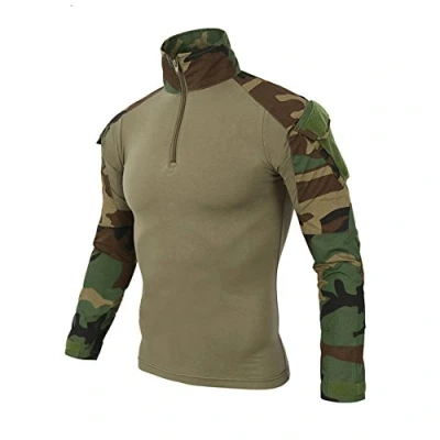 Image of LiliChan Mens Long Sleeve Tactical Military T Shirt Outdoor Combat with Zipper (Jungle, UK M(fit chest:36&quot; 39&quot;))