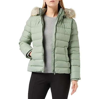 Image of Tommy Jeans Women&#039;s Basic Down Filled Jacket Winter, Green (Dusty Sage), XS
