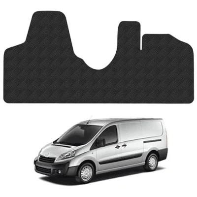 Image of Rubber Floor Mats for the Peugeot Expert (2007 2016) UK Models Custom Van Accessory Tailored fit Heavy Duty, Waterproof &amp; Anti Slip Work with Clips