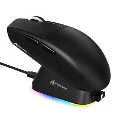Image of ATTACK SHARK G3PRO Wireless Gaming Mouse with Magnetic Charging Dock, PixArt PAW3311 Sensor, Up to 25000 DPI, BT/2.4Ghz/Wired, 100M Clicks, 500mAh, 59g SUPERLIGHT Mice for Win11/Xbox/PS/Mac Black