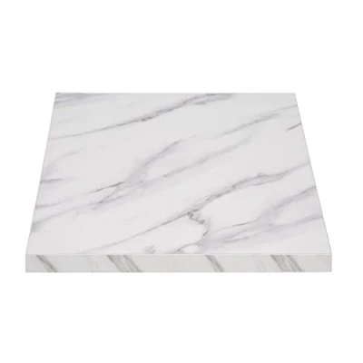 Image of Bolero Pre Drilled Square Table Top Marble Effect 600mm