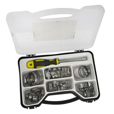 Image of Jubilee Clip 35pc Stainless Steel Hose Clamp with Nut Driver Screwdriver TE180