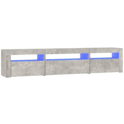Image of vidaXL TV Cabinet with RGB LED Lights, Concrete Grey Engineered Wood, Spacious Storage, Decor Display Top, Trendy Living Room Media Unit