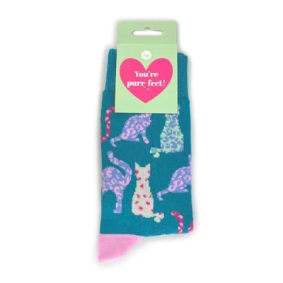 Image of Snazzy Socks Cats You&#039;re Purr FECT! Ladies Size 4 7 Novelty Sock Gift LKSOCK011