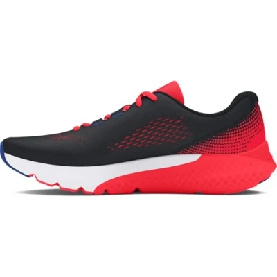 Image of Under Armour Unisex Kids School Grade Charged Rogue 4 Running Shoe, (004) Black/Beta/Tech Blue, Big Kid
