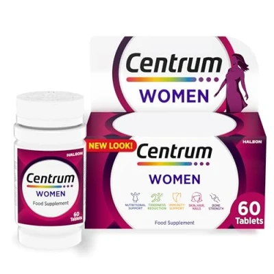 Image of Centrum Women Multivitamin Tablets for Women, 60 Tablets, Vitamins with 23 Essential Nutrients, including Vitamin C, D, and Iron (Packaging Tablet colour may vary slightly)