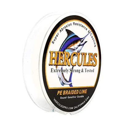 Image of Hercules Super Strong 100M 109 Yards Braided Fishing Line 90 LB Test for Saltwater Freshwater PE Braid Fish Lines 4 Strands White, 90LB (40.8KG), 0.50MM