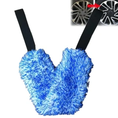 Image of Microfiber Multi Use Cleaning Tool, Car Wheel Belt, Brush, Soft Cleaner Crevice Brush for Wheels, Rims, Fenders (Blue)