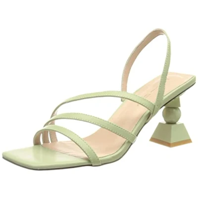 Image of L37 HANDMADE SHOES Women&#039;s Voyage Heeled Sandal, Green, 1 UK