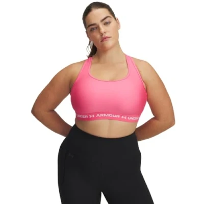 Image of Under Armour Crossback MID BRA Medium support sports bra, Women&#039;s, Size: 24/26, Super pink/white