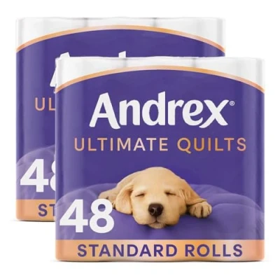 Image of Andrex Toilet Roll Supreme Quilts Fragrance Free 3 Ply Paper, 96 Rolls (2x48 Rolls)