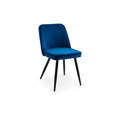 Image of Julian Bowen Set Of 2 Burgess Dining Chairs Blue, Velvet/Metal, Height: 80, Width: 45, Depth: 57cm