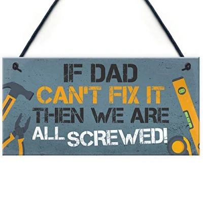 Image of RED OCEAN Dad Fix It Man Cave Sign Garage Shed Door Wall Plaque Birthday Xmas Gifts For Daddy