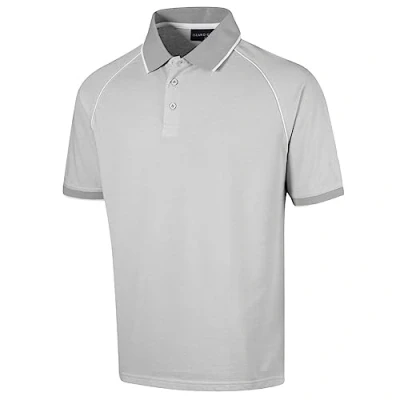 Image of Island GREEN Men&#039;s CoolPass Stretch Quick Dry Breathable Polo Shirts, Silver/White, M