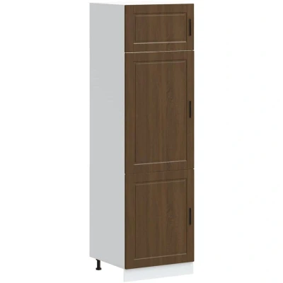 Image of vidaXL Porto kitchen cupboard brown oak engineered wood with ample storage and adjustable feet 60x57x207cm