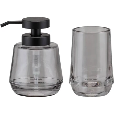 Image of Sealskin Mood Bathroom set Soap dispenser 380 ml Toothbrush tumbler Grey