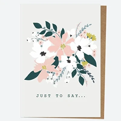 Image of Ready To Write Thank You Open Out Cards Blush Modern Floral Bouquet Just Say Pack of 10