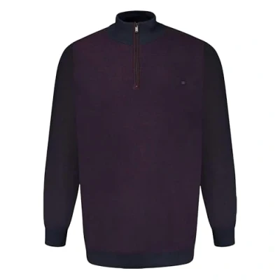 Image of KAM 1/4 Zip Top Long Sleeve Knitted Casual Jumper Mens Plus Size 2XL 8XL 94 (UK, Alpha, 5XL, Plus, Regular, Navy)