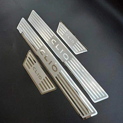 Image of 4pcs Car Door Sill Protector,For Renault clio IV 4 2014 2020 Scuff Guard Cover Pedal,Stainless Steel Sticker Trim Non Slip Anti Scratch Accessories
