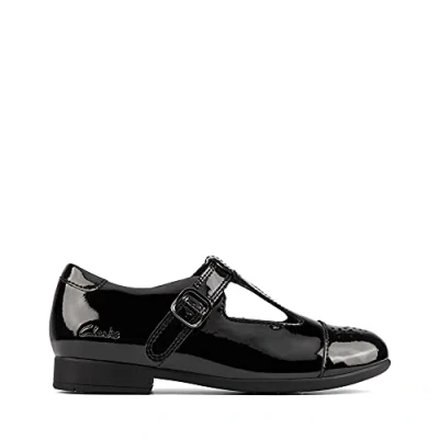 Image of Clarks Scala Spirit Kid Patent Shoes in Black Standard Fit Size 1