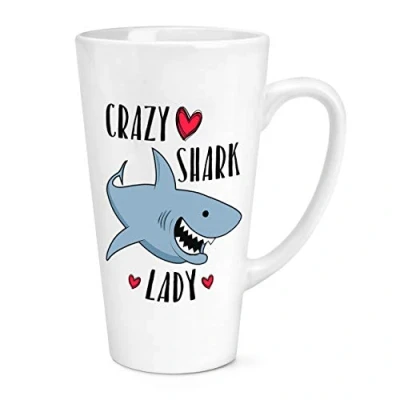 Image of Crazy Shark Lady 17oz Large Latte Mug Cup