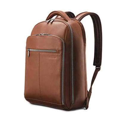 Image of Samsonite Classic Leather Backpack, Cognac, One Size, Backpack