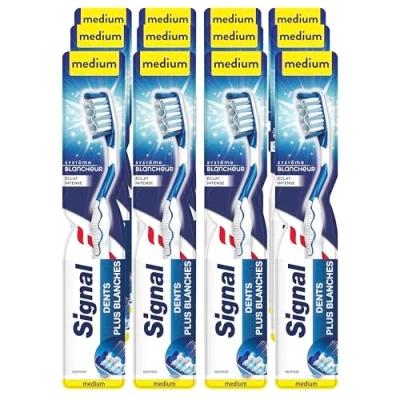 Image of Signal Toothbrush X12 Medium White System with Intense Shine Enamel Teeth Plus (Pack of 12)