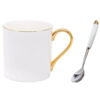 Image of YBK Tech Bone China Porcelain Tea Cup, 12oz Coffee Mug for Home Kitchen Office Pure White