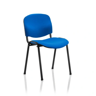 Image of ISO Stacking Chair Blue Fabric Black Frame Without Arms