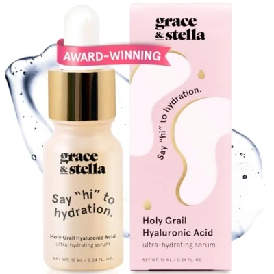 Image of Hyaluronic Acid serum for Face (10ml) Vegan Women Hydrating Seum Anti wrinkle Serums Skincare to Remove Fine Lines + Wrinkles, Boost Collagen by Grace &amp; Stella