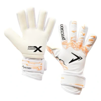 Image of ​​Precision Fusion X Pro Lite Giga Professional Football All Ages Goalkeeper Gloves, White Orange, 6