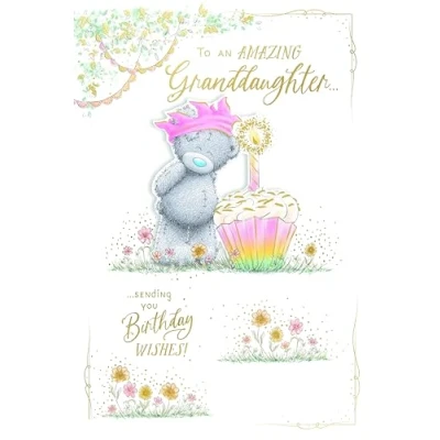 Image of Me to You Tatty Teddy Luxury Handmade Birthday Card For Amazing Granddaughter, Bear With Cupcake Official Collection
