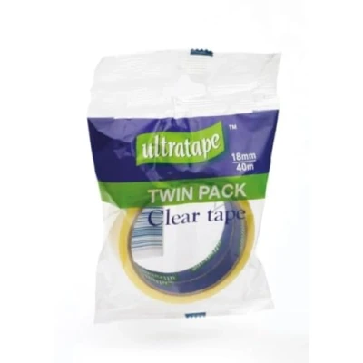 Image of Ultratape Clear Tape 18mm x 40m Twin Pack