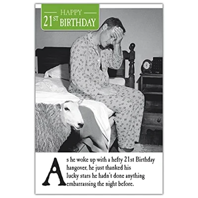 Image of 21st Birthday Card For Him, Funny Men, Happy Male Card, Greetings